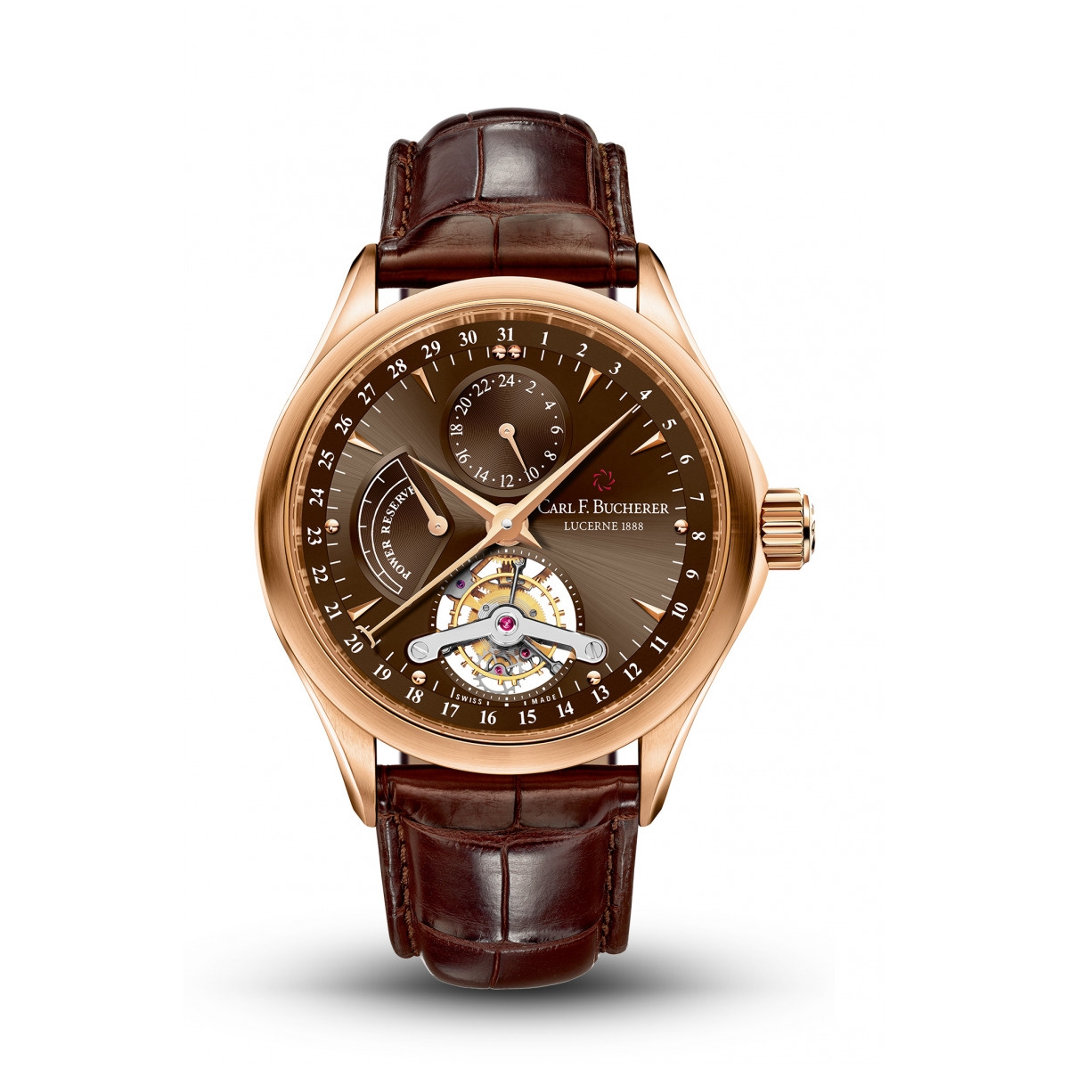 Carl F. Bucherer 00.10918.03.93.01 : Manero Tourbillon Rose Gold / Brown