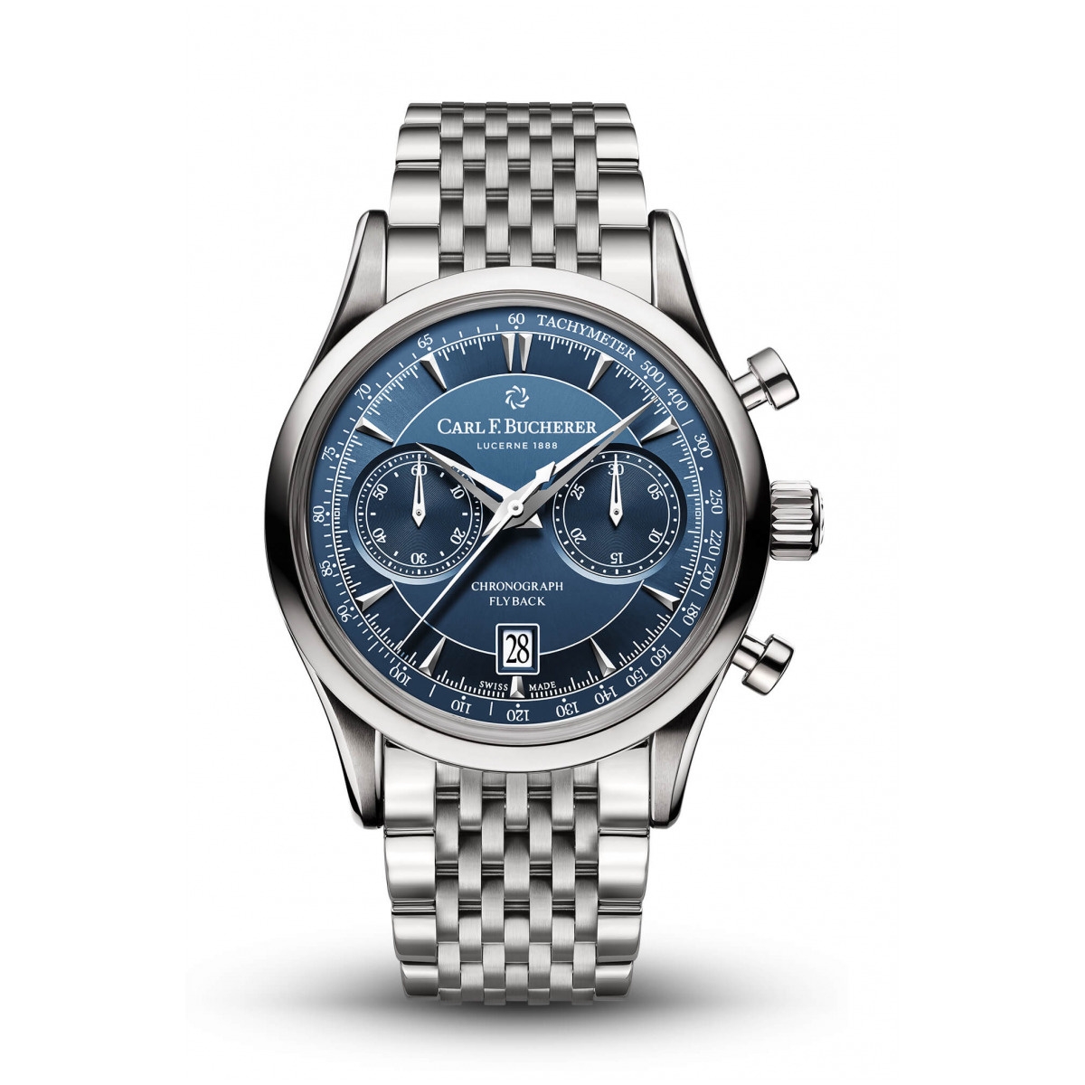 Carl F. Bucherer 00.10919.08.53.21 : Manero Flyback Stainless Steel / Blue / Bracelet