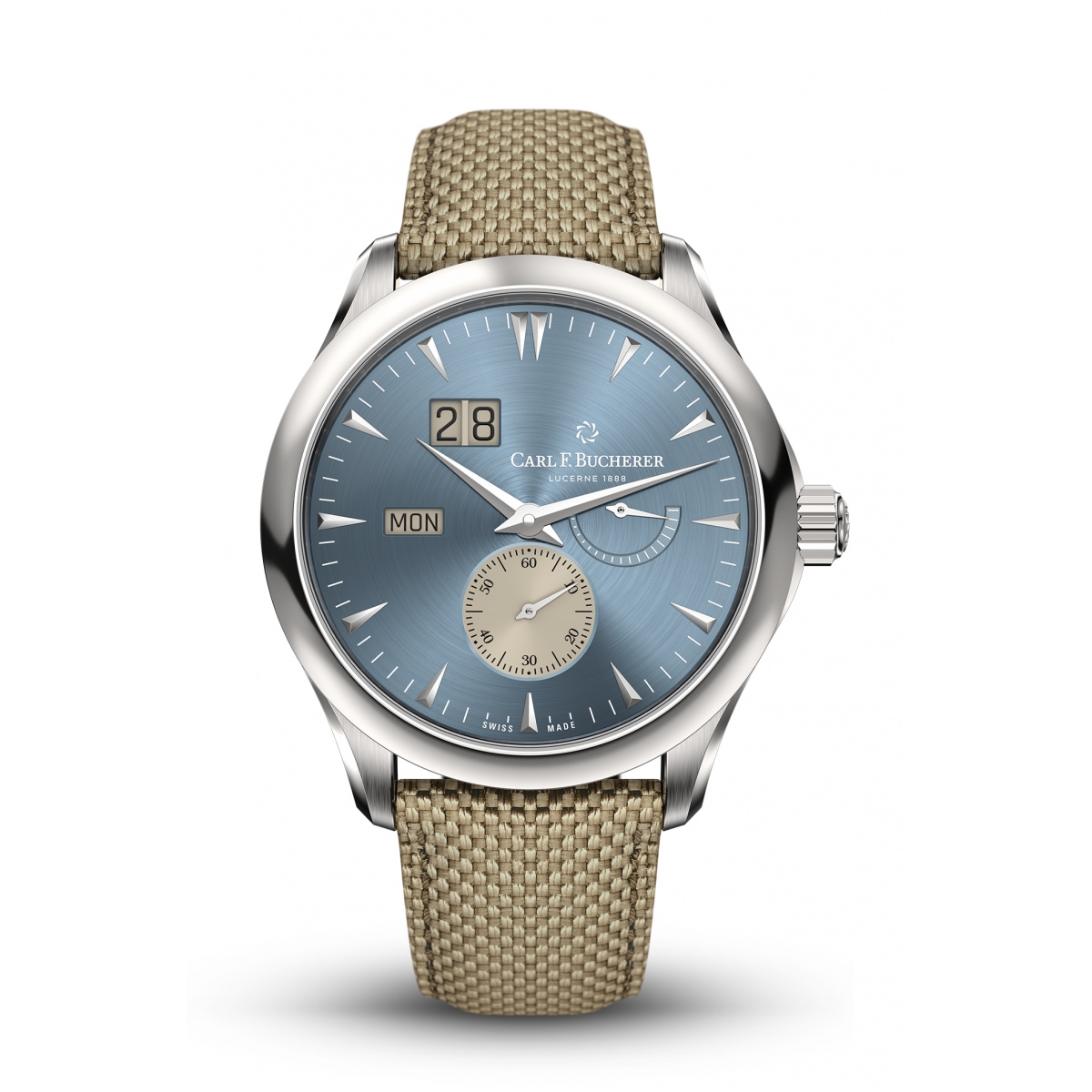 Carl F. Bucherer 00.10926.08.53.01 : Manero Peripheral BigDate Stainless Steel / Light Blue