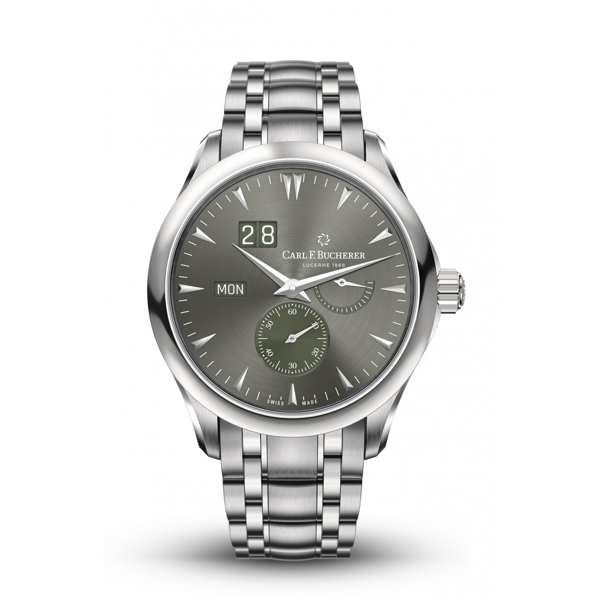 Carl F. Bucherer 00.10926.08.93.21 : Manero Peripheral BigDate Stainless Steel / Grey / Bracelet