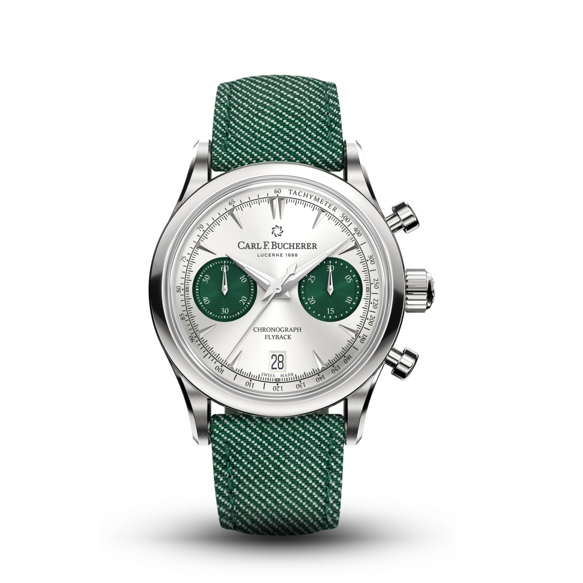 Carl F. Bucherer 00.10927.08.13.02 : Manero Flyback 40 Stainless Steel / Silver - Green