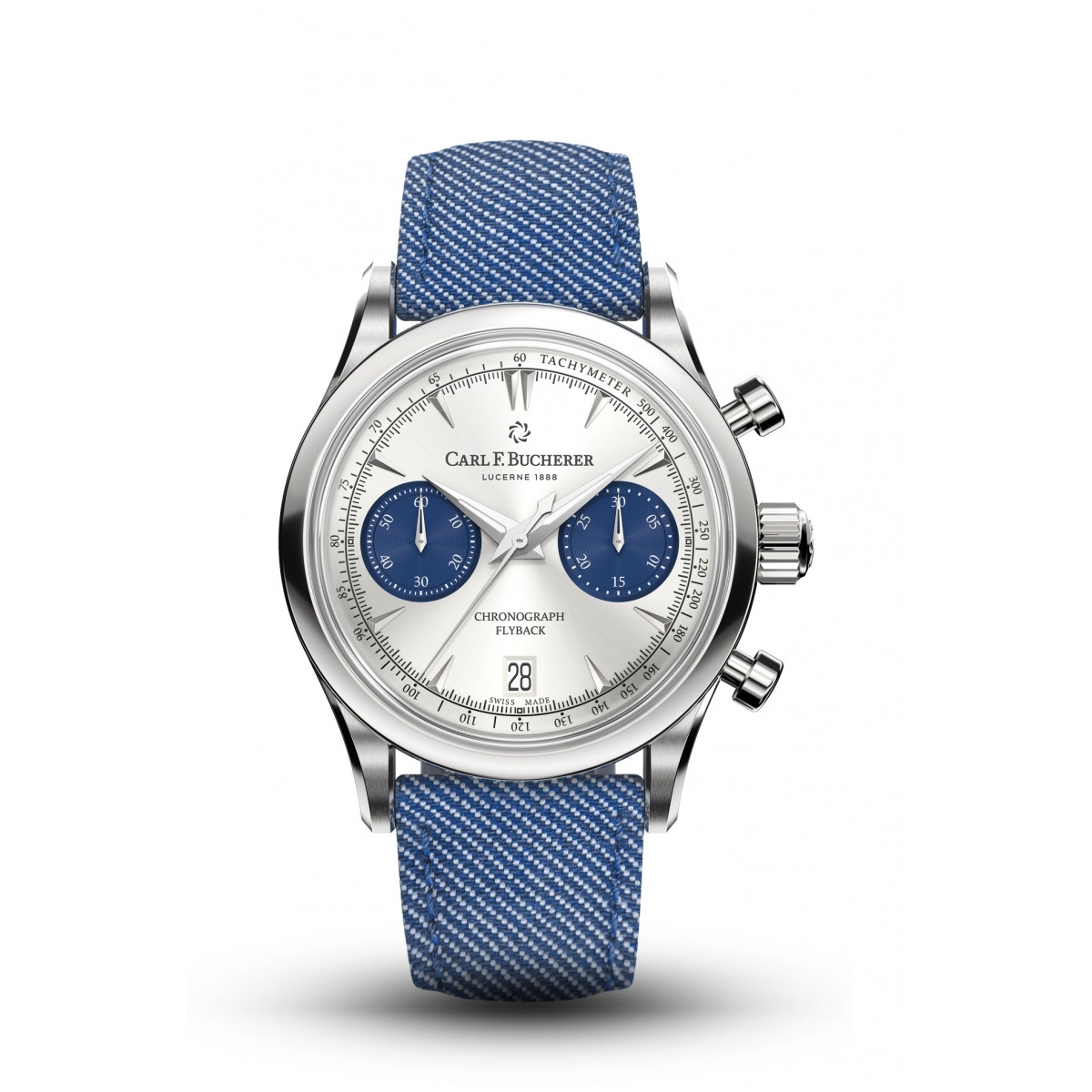 Carl F. Bucherer 00.10927.08.13.03 : Manero Flyback 40 Stainless Steel / Silver - Blue