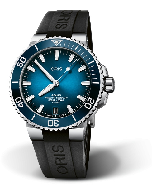 Oris 01 400 7763 4135-07 4 24 74EB : Aquis Date Calibre 400 43.5 Stainless Steel / Blue / Rubber