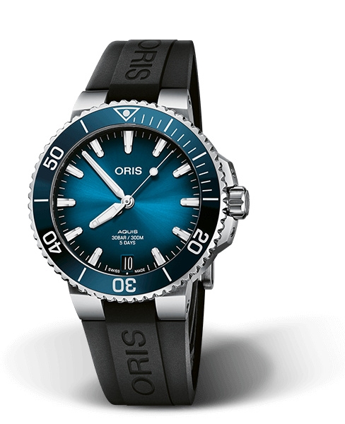 Oris 01 400 7769 4135-07 4 22 74FC : Aquis Date Calibre 400 41.5 Stainless Steel / Blue / Rubber