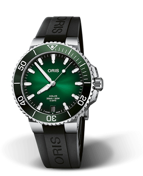 Oris 01 400 7769 4157-07 4 22 74FC : Aquis Date Calibre 400 41.5 Stainless Steel / Green / Rubber