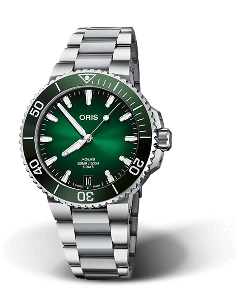 Oris 01 400 7769 4157-07 8 22 09PEB : Aquis Date Calibre 400 41.5 Stainless Steel / Green / Bracelet