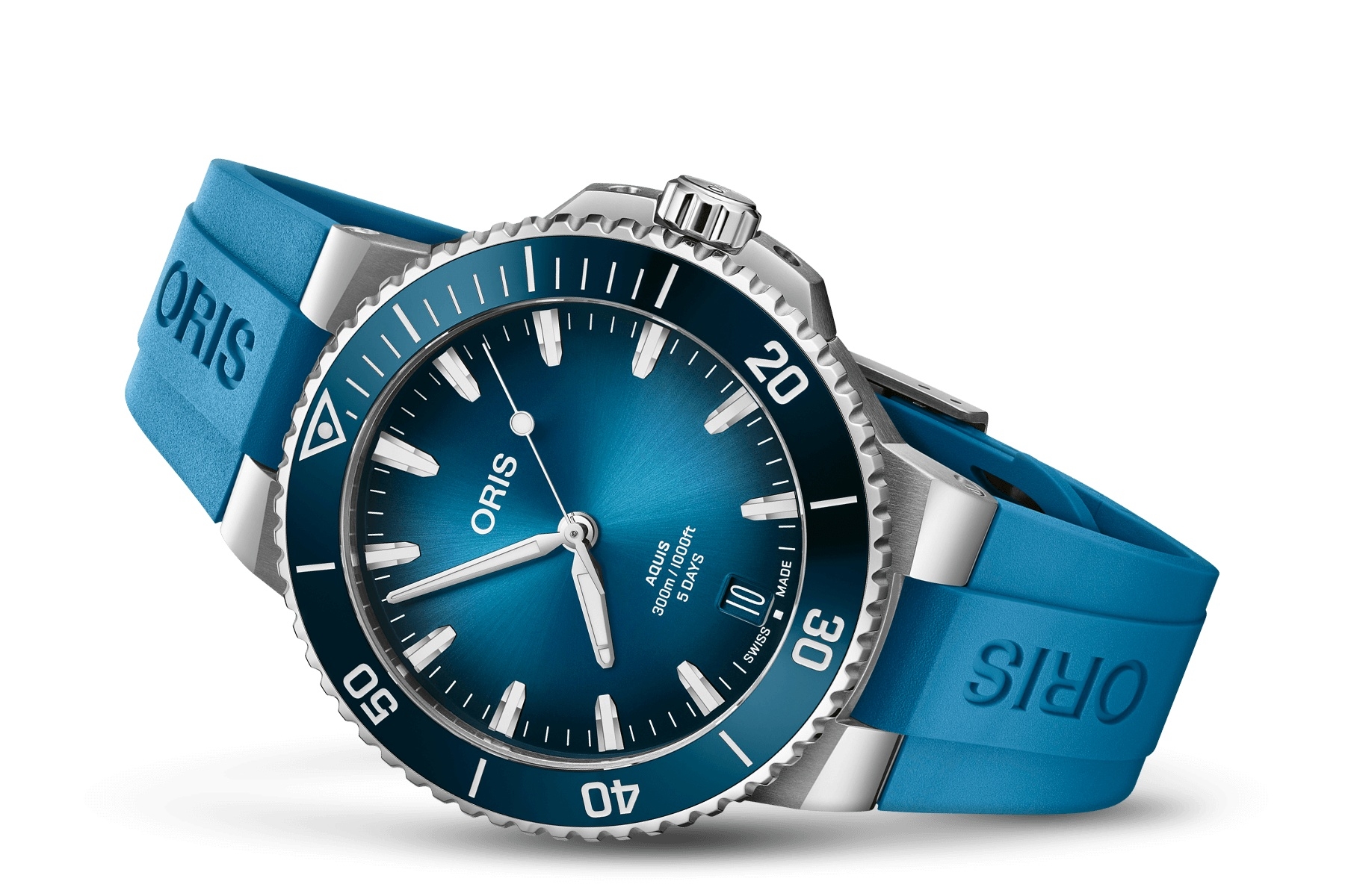 Oris 01 400 7790 4135-07 4 23 45EB : Aquis Date Calibre 400 43.5 Stainless Steel / Blue / Rubber