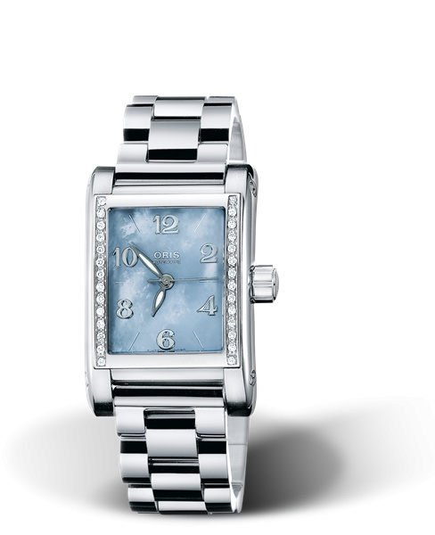 Oris 01 561 7536 4955-07 8 16 68 : Rectangular Diamonds 24 Stainless Steel / Blue MOP / Bracelet