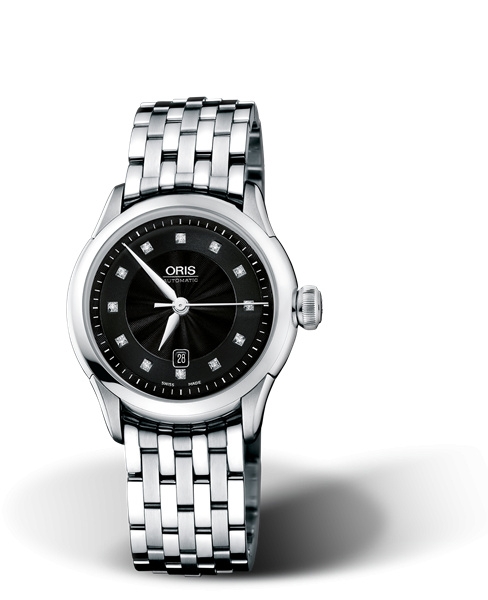 Oris 01 561 7604 4099-07 8 16 73 : Artelier Date Diamonds 31 Stainless Steel / Black / Bracelet