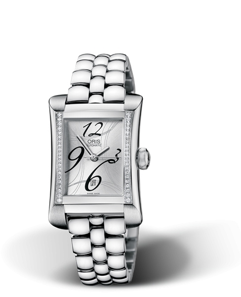 Oris 01 561 7621 4961-07 8 16 75 : Rectangular Date Diamonds 25.9 Stainless Steel / Silver / Bracelet