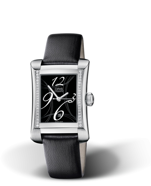 Oris 01 561 7621 4964-07 5 16 75 : Rectangular Date Diamonds 25.9 Stainless Steel / Black