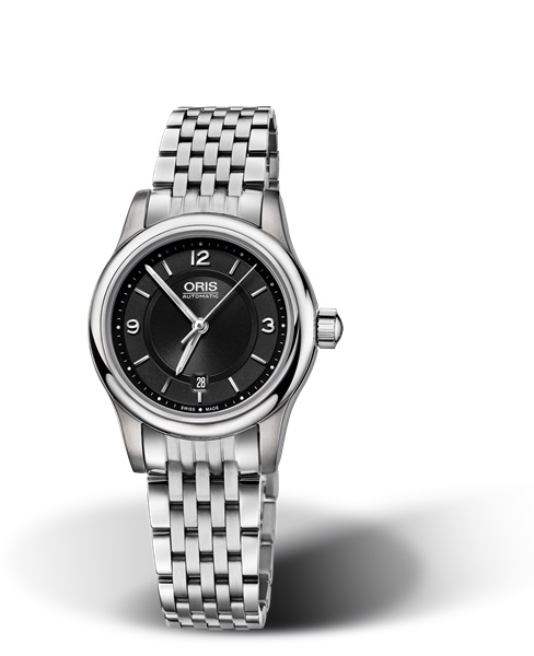 Oris 01 561 7650 4034-07 8 14 61 : Classic Date Lady 28.5 Stainless Steel / Black / Bracelet