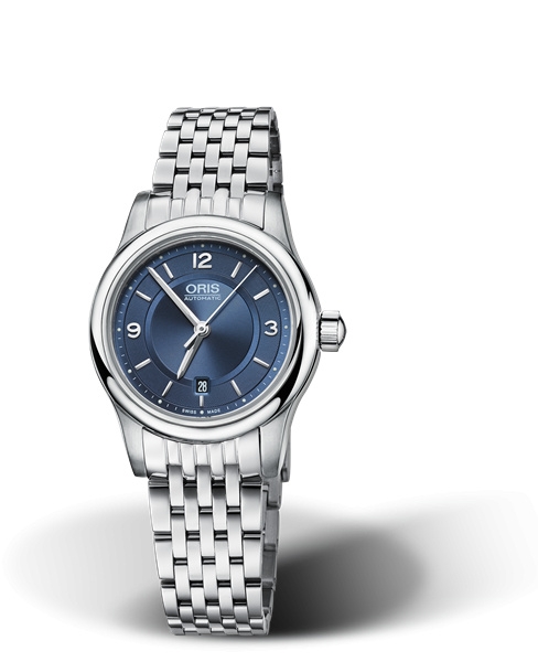Oris 01 561 7650 4035-07 8 14 61 : Classic Date Lady 28.5 Stainless Steel / Blue / Bracelet