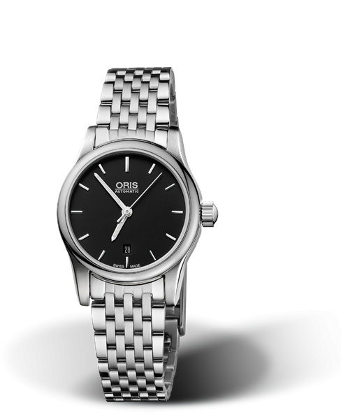 Oris 01 561 7650 4054-07 8 14 61 : Classic Date Lady 28.5 Stainless Steel / Black / Bracelet