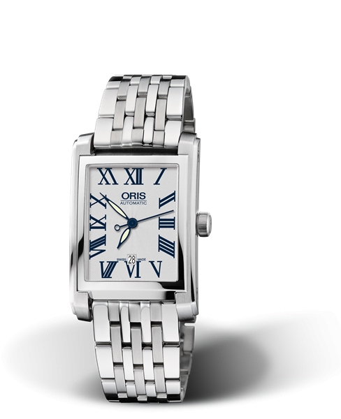 Oris 01 561 7656 4071-07 8 17 82 : Rectangular Date 24.5 Stainless Steel / Silver - Roman / Bracelet