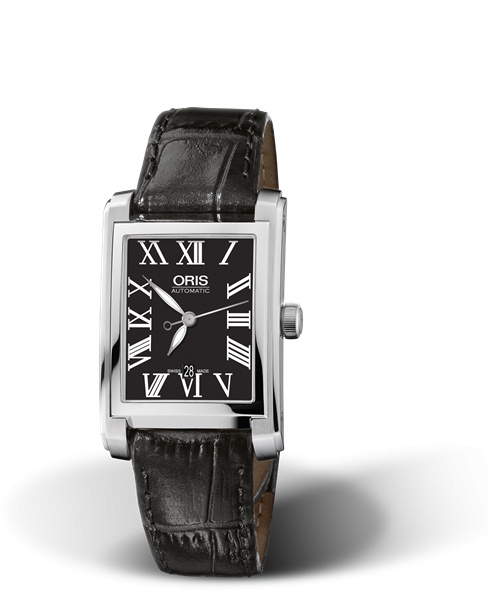 Oris 01 561 7656 4074-07 5 17 71FC : Rectangular Date 24.5 Stainless Steel / Black - Roman
