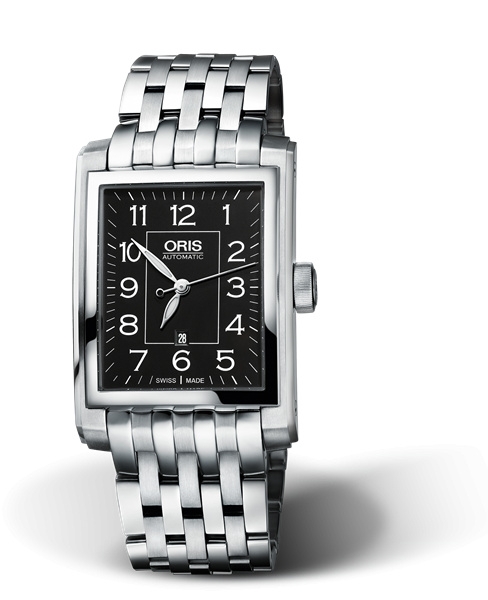 Oris 01 561 7657 4034-07 8 21 82 : Rectangular Date 30 Stainless Steel / Black - Arabic / Bracelet