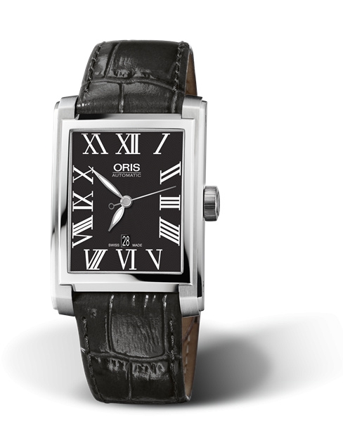 Oris 01 561 7657 4074-07 5 21 71FC : Rectangular Date 30 Stainless Steel / Black - Roman