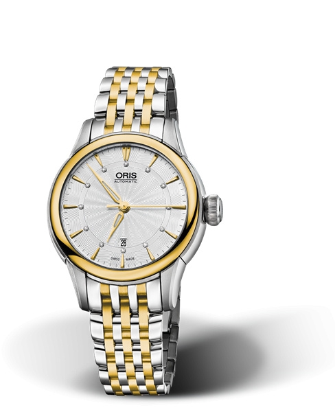 Oris 01 561 7687 4351-07 8 14 78 : Artelier Date Diamonds 31 Stainless Steel - Yellow Gold / Silver / Bracelet