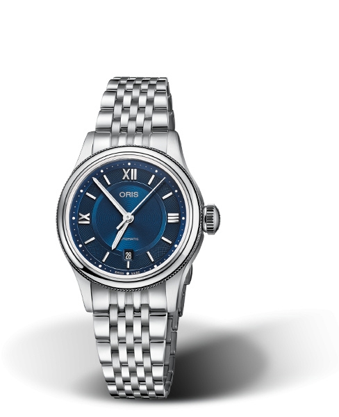 Oris 01 561 7718 4075-07 8 14 10 : Classic Date Lady 28.5 Stainless Steel / Blue / Bracelet