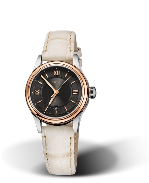 Oris 01 561 7718 4373-07 5 14 31 : Classic Date Lady 28.5 Stainless Steel - Rose Gold / Grey