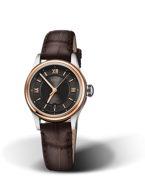 Oris 01 561 7718 4373-07 5 14 32 : Classic Date Lady 28.5 Stainless Steel - Rose Gold / Grey