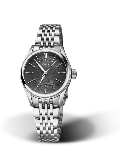 Oris 01 561 7722 4053-07 8 14 79 : Artelier Date Diamonds 28 Stainless Steel / Grey / Bracelet