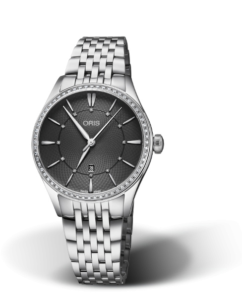 Oris 01 561 7724 4953-07 8 17 79 : Artelier Date Diamonds 33 Stainless Steel - Diamond / Grey / Bracelet