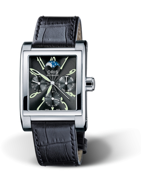 Oris 01 581 7528 4064-07 5 22 44FC : Rectangular Complication Stainless Steel / Black - Arabic