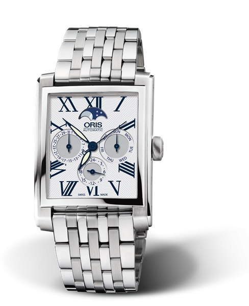 Oris 01 581 7658 4071-07 8 23 82 : Rectangular Complication Stainless Steel / Silver - Roman / Bracelet