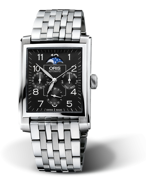 Oris 01 582 7658 4034-07 8 23 82 : Rectangular Complication Stainless Steel / Black - Arabic / Bracelet
