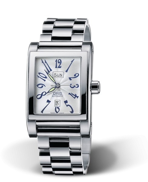 Oris 01 585 7525 4061-07 8 20 68 : Rectangular Day Date 30 Stainless Steel / Silver / Bracelet