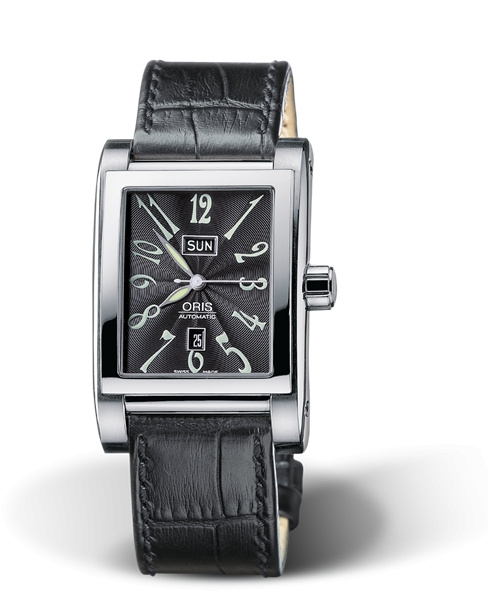 Oris 01 585 7525 4064-07 5 20 44FC : Rectangular Day Date 30 Stainless Steel / Black