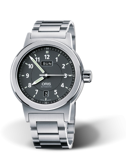 Oris 01 635 7534 4164-07 8 20 69 : BC3 Day Date 42 Stainless Steel / Black / Bracelet
