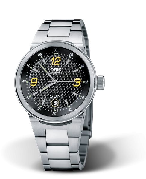 Oris 01 635 7560 4142-07 8 25 01 : WilliamsF1 Team Day Date 40.5 Stainless Steel / Black - Yellow / Bracelet