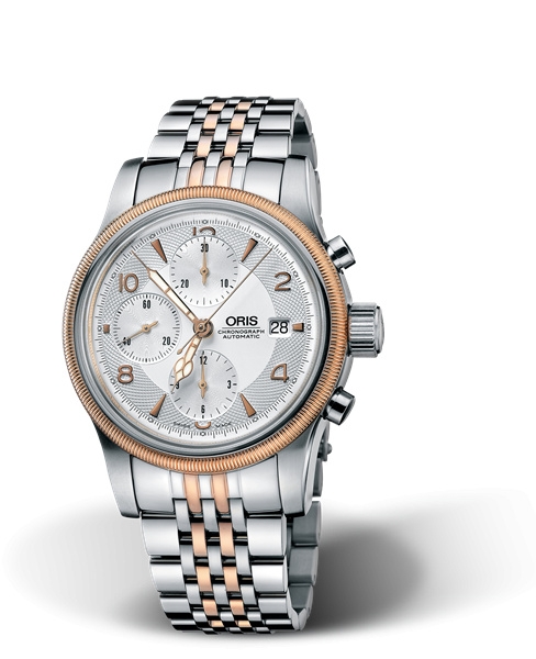 Oris 01 674 7567 4361-07 8 21 63 : Big Crown Chronograph Stainless Steel - Rose Gold / Silver / Bracelet