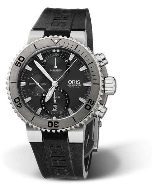 Oris 01 674 7655 7253-07 4 26 34TEB : Aquis Chronograph 46 Titanium / Grey / Rubber