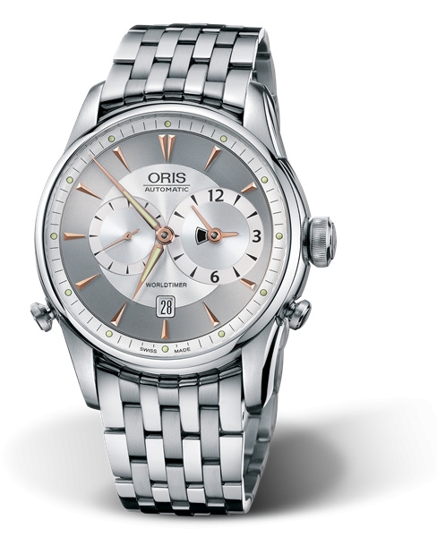 Oris 01 690 7581 4051-07 8 22 73 : Artelier Worldtimer 42.5 Stainless Steel / Silver / Bracelet