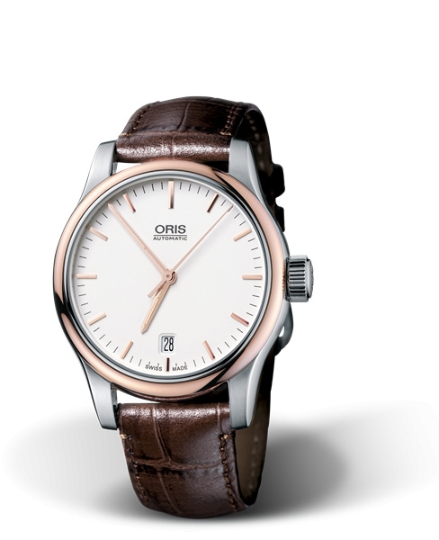 Oris 01 733 7578 4351-07 5 18 10 : Classic Date 37 Stainless Steel - Rose Gold / Silver