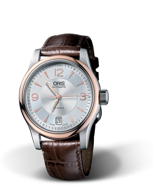 Oris 01 733 7578 4361-07 5 18 10 : Classic Date 37 Stainless Steel - Rose Gold / Silver