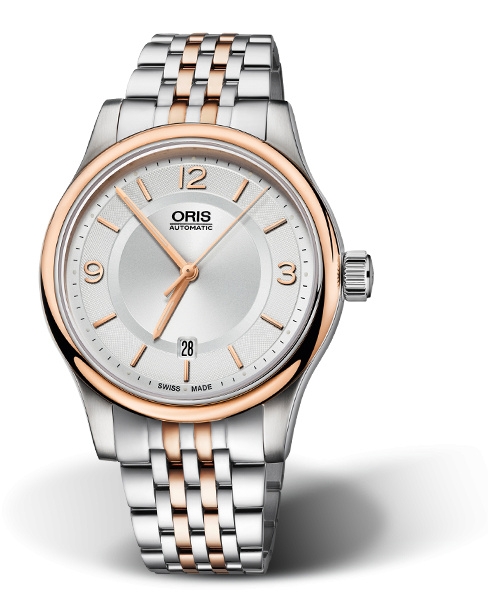 Oris 01 733 7594 4331-07 8 20 12 : Classic Date 42 Stainless Steel - Rose Gold / Silver / Bracelet