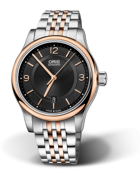 Oris 01 733 7594 4334-07 8 20 12 : Classic Date 42 Stainless Steel - Rose Gold / Black / Bracelet