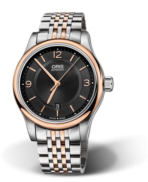 Oris 01 733 7594 4334-07 8 20 63 : Classic Date 42 Stainless Steel - Rose Gold / Black / Bracelet