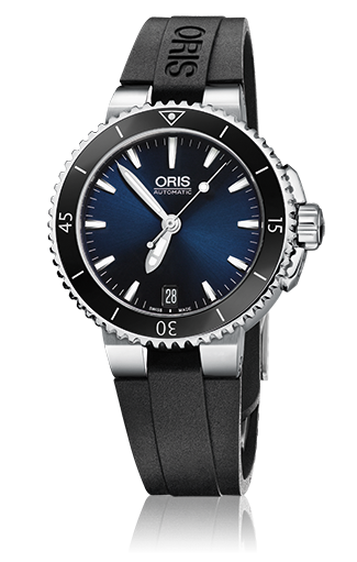 Oris 01 733 7652 4135-07 4 18 34 : Aquis Date 36 Stainless Steel / Blue / Rubber