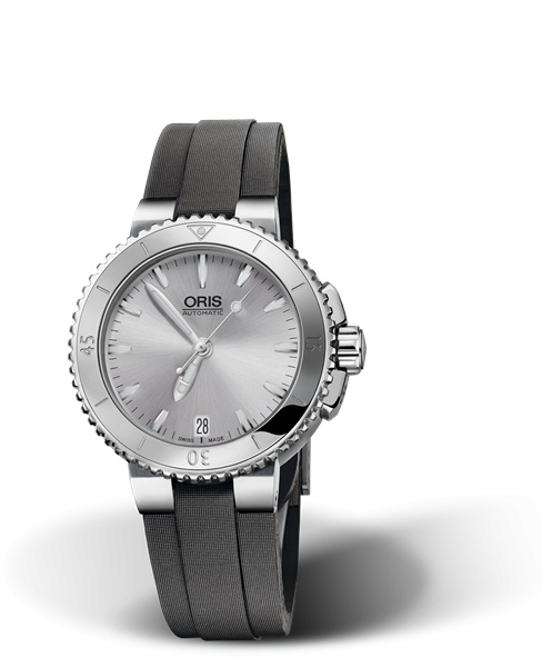 Oris 01 733 7652 4141-07 5 18 14FC : Aquis Date 36 Stainless Steel / Silver / Textile