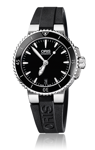 Oris 01 733 7652 4154-07 4 18 34 : Aquis Date 36 Stainless Steel / Black / Rubber