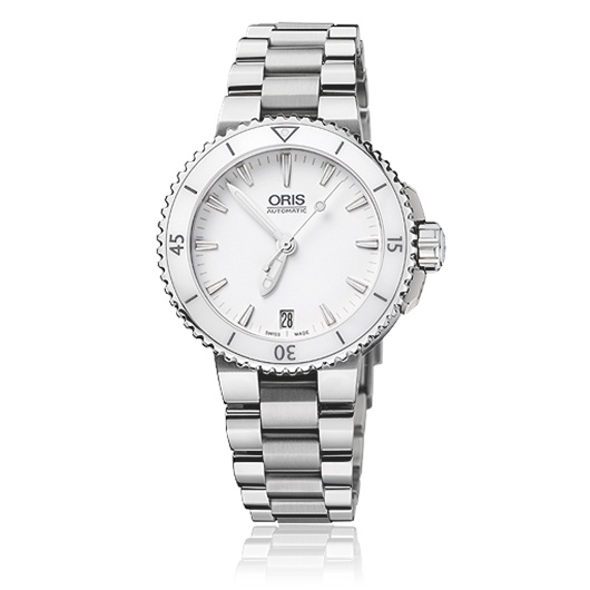 Oris 01 733 7652 4156-07 8 18 01P : Aquis Date 36 Stainless Steel / White / Bracelet
