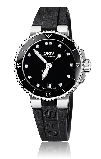 Oris 01 733 7652 4194-07 4 18 34 : Aquis Date 36 Stainless Steel / Black - Diamond / Rubber