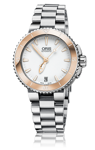 Oris 01 733 7652 4356-07 8 18 01P : Aquis Date 36 Stainless Steel / White / Bracelet