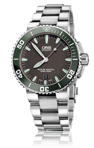 Oris 01 733 7653 4137-07 8 26 01PEB : Aquis Date 43 Stainless Steel / Grey / Bracelet